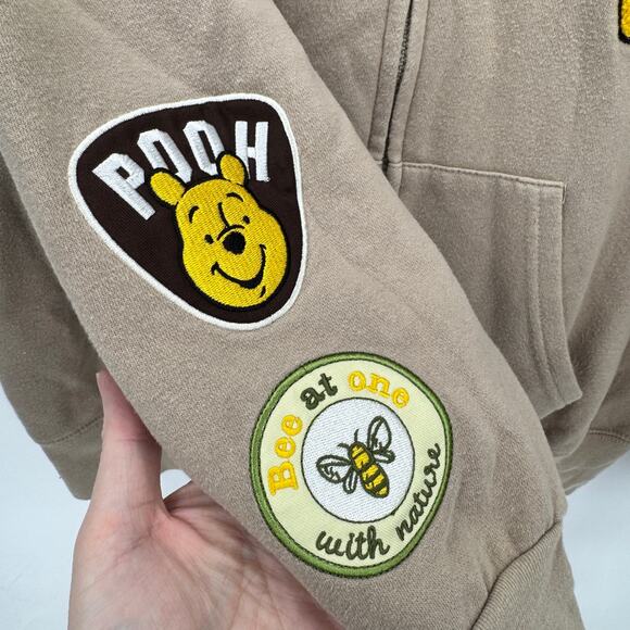 Winnie the Pooh Hoodie Womens Large Full Zip Fleece Embroidered Jacket + Patches - Picture 6 of 10